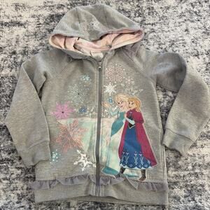 Disney Store Frozen Girls‎ Sz 7/8 Hoodie Snowflakes Sweater Glitter Rhinestones